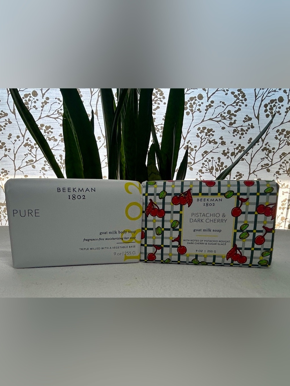 NIB Beekman 1802 Goat Milk Bar Soap Bundle - Pistachio Cherry & PURE (Sealed)